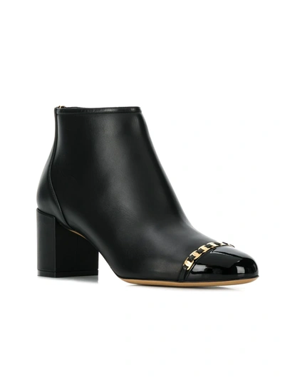 Ferragamo Vara Chain Leather Ankle Boots In Black
