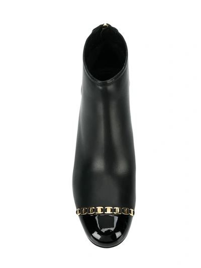Ferragamo Vara Chain Leather Ankle Boots In Black