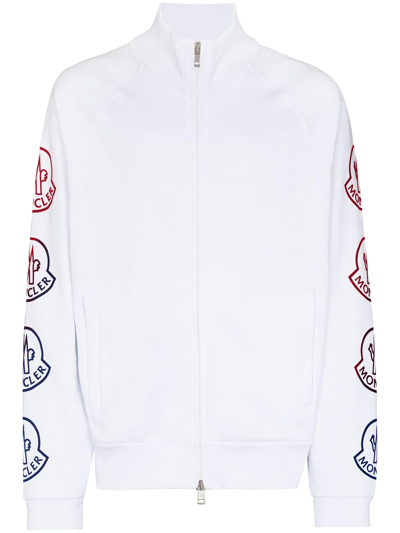 Shop Moncler Logo-print Zip-up Track Jacket In White