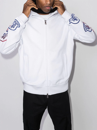 Shop Moncler Logo-print Zip-up Track Jacket In White