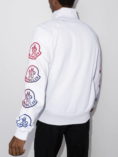 Shop Moncler Logo-print Zip-up Track Jacket In White