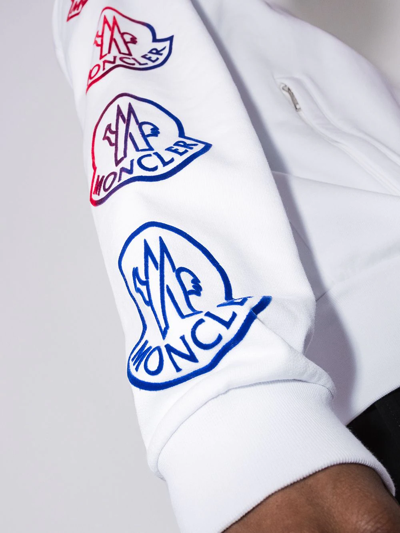 Shop Moncler Logo-print Zip-up Track Jacket In White