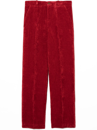 Shop Gucci Uneven Dye Tailored Trousers In Red