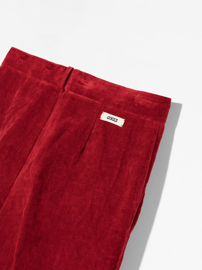 Shop Gucci Uneven Dye Tailored Trousers In Red