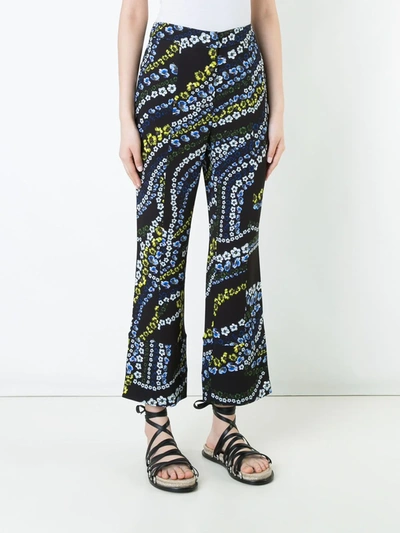 Shop Erdem Flower Print Trousers In Black