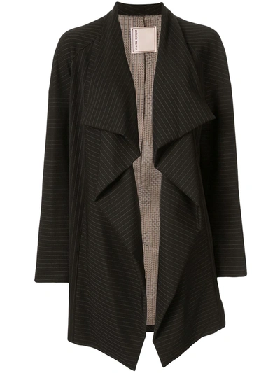 Shop Antonio Marras Side Ruffle Striped Blazer In Black