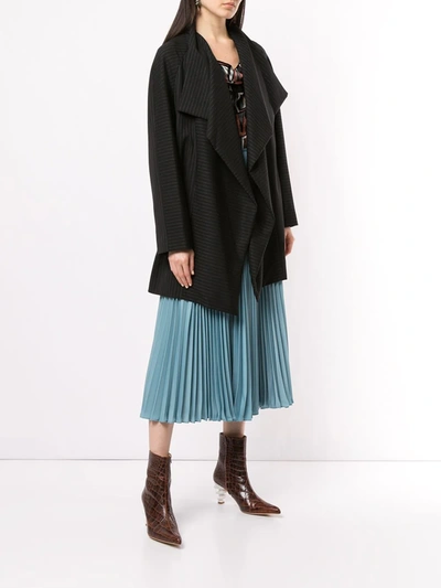 Antonio Marras Side Ruffle Striped Blazer In Black