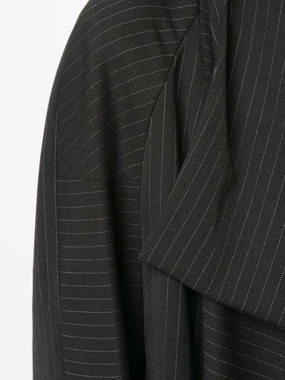 Shop Antonio Marras Side Ruffle Striped Blazer In Black