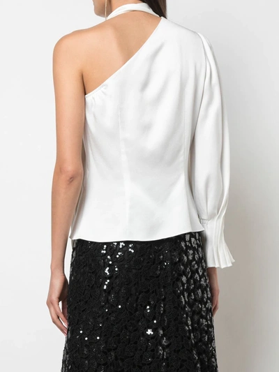Shop Peter Pilotto Draped One-shoulder Blouse In White