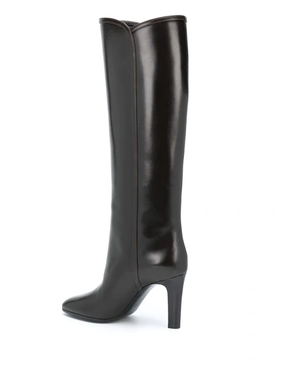 Saint Laurent Jane Monogram Leather Boots In Brown