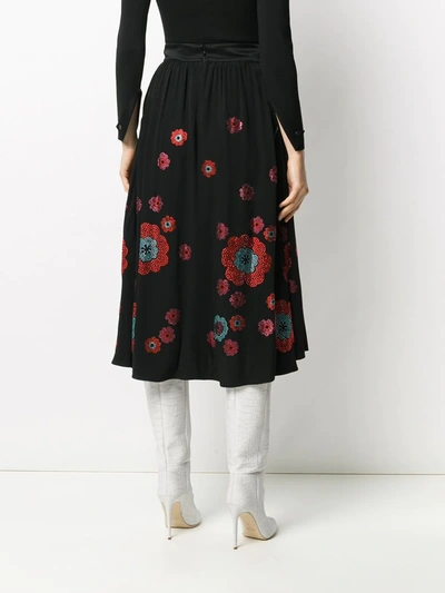 Shop Rabanne Crystal Floral Print Skirt In Black