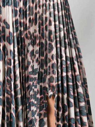 Shop Calvin Klein Leopard Print Pleated Skirt In Neutrals
