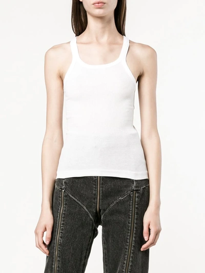 Re/done Ribbed Scoop-neck Fitted Tank In White