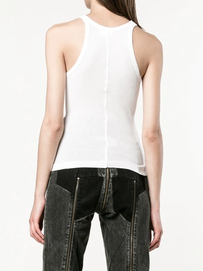 Re/done Ribbed Scoop-neck Fitted Tank In White