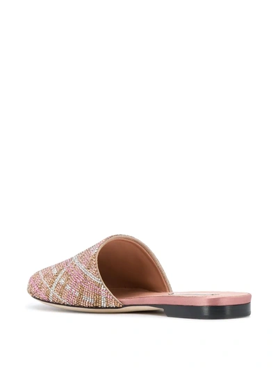 Marco De Vincenzo Check-crystal Slippers In Pink