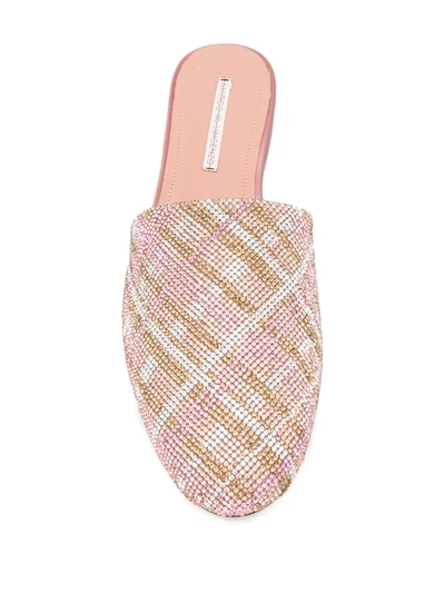 Marco De Vincenzo Check-crystal Slippers In Pink