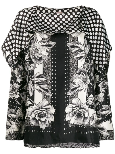 Shop Antonio Marras Flower-print Silk Blouse In Black