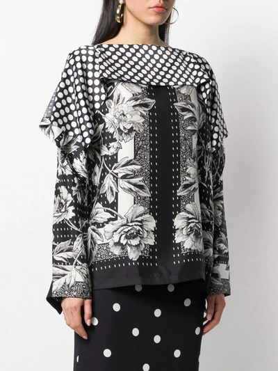 Shop Antonio Marras Flower-print Silk Blouse In Black