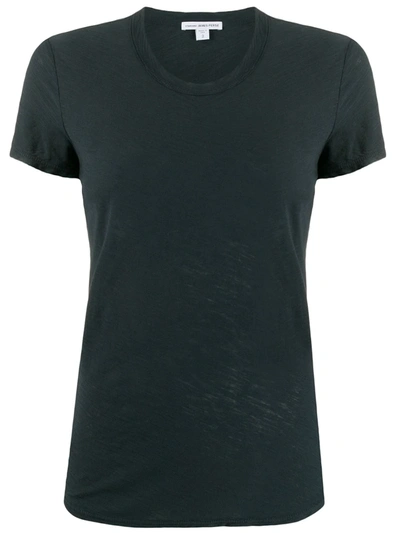 Shop James Perse Curved Hem Shortsleeved T-shirt In Blue