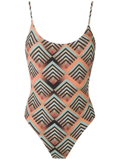 Shop Lygia & Nanny Megan Printed Swimsuit In Orange