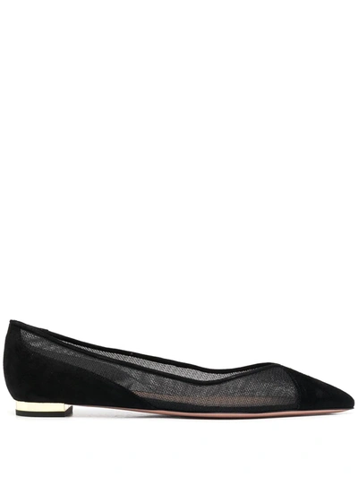 Shop Aquazzura Pointed Toe Ballerina Shoes In Black