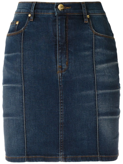 Shop Amapô Cris High Waisted Denim Skirt In Blue