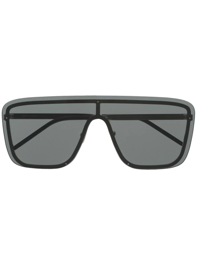 Shop Saint Laurent New Wave Sl1 Mask Sunglasses In Black