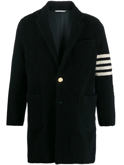 Shop Thom Browne Unconstructed Sack 4-bar Overcoat In Blue