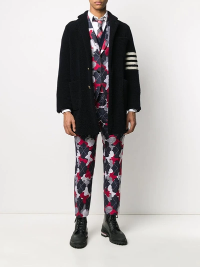 Thom Browne Unconstructed Sack 4-bar Overcoat In Blue