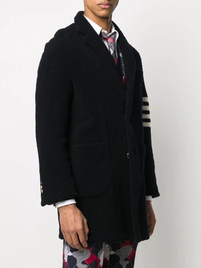 Shop Thom Browne Unconstructed Sack 4-bar Overcoat In Blue