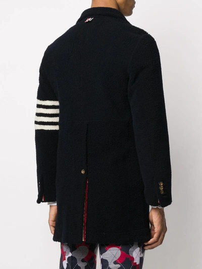 Shop Thom Browne Unconstructed Sack 4-bar Overcoat In Blue