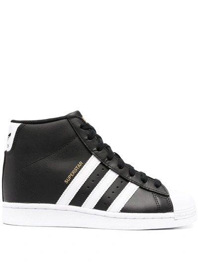 Shop Adidas Originals Superstar Up Leather High-top Sneakers In Black