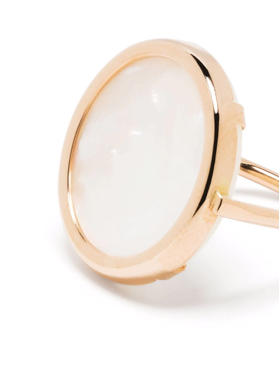 Shop Ginette Ny 18kt Rose Gold Mother Of Pearl Disc Ring In Pink