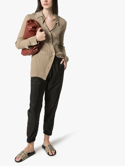 Burberry Check Slide Flat Open Toe Slippers In Black