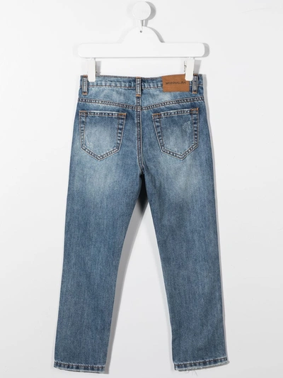 Shop Monnalisa Distressed Straight-leg Jeans In Blue