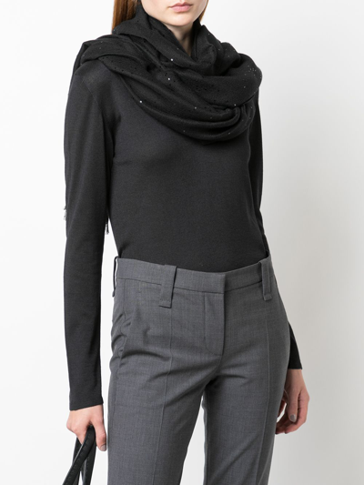 Brunello Cucinelli Sequin-embellished Cashmere-silk Blend Scarf In Black