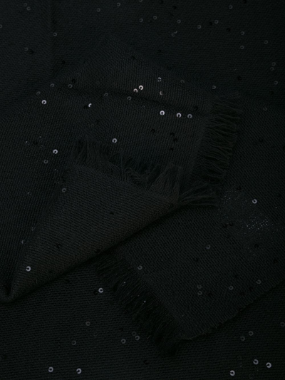 Brunello Cucinelli Sequin-embellished Cashmere-silk Blend Scarf In Black