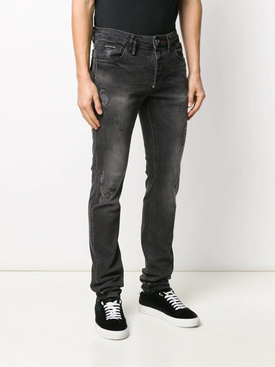 Shop Philipp Plein Distressed Straight-leg Jeans In Grey