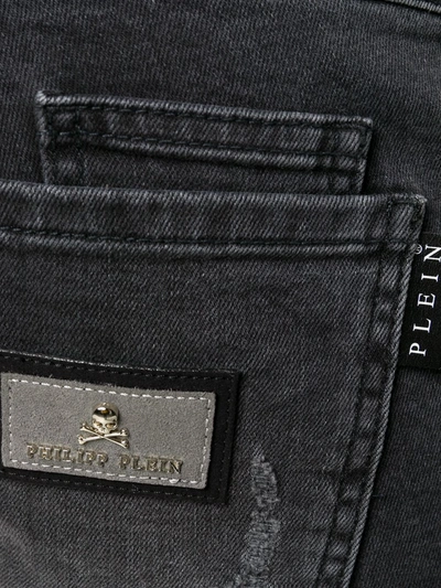 Shop Philipp Plein Distressed Straight-leg Jeans In Grey