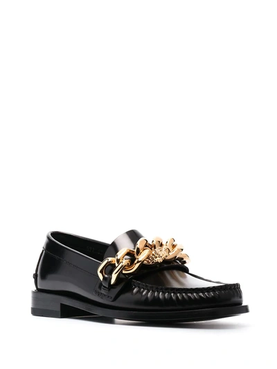 Shop Versace Chain-detail Loafers In Black