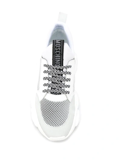 Shop Moschino Mesh Chunky Sneakers In White