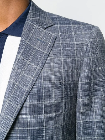 Shop Canali Plaid Blazer In Grey