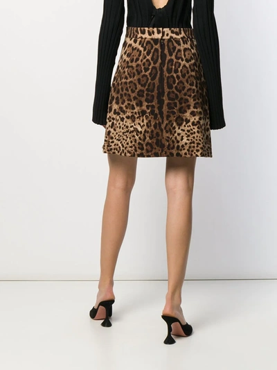 Shop Dolce & Gabbana Leopard Print A-line Skirt In Neutrals