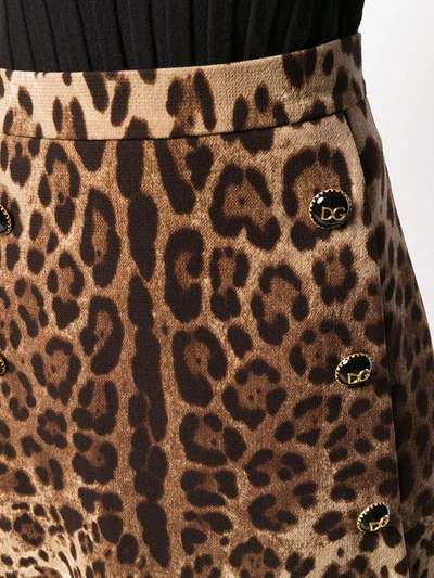 Shop Dolce & Gabbana Leopard Print A-line Skirt In Neutrals