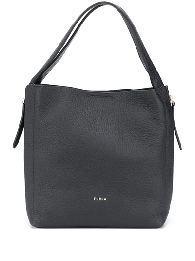 Shop Furla Grace Pebbled Style Tote Bag In Black