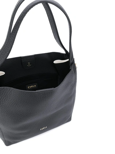 Shop Furla Grace Pebbled Style Tote Bag In Black