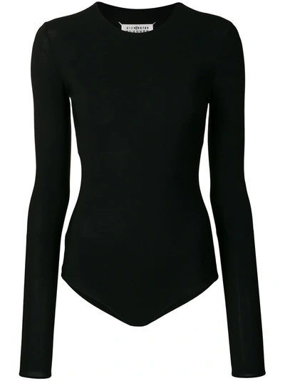 Shop Maison Margiela Round-neck Jersey Bodysuit In Black