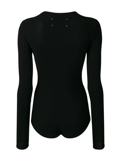 Maison Margiela Long-sleeved Ribbed Bodysuit In Black