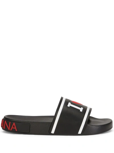 Dolce & Gabbana Saint Barth Slides In Black
