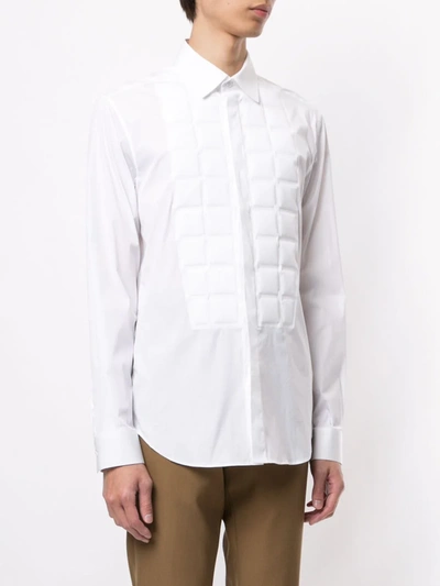 Shop Bottega Veneta Embossed Bib Shirt In White